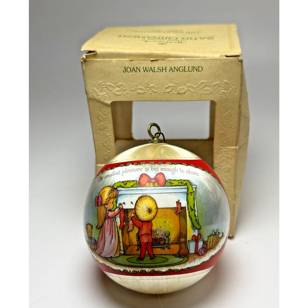 Vtg Hallmark Satin Ornament Joan Walsh Anglund 1979 Tree Trimmer Collection Box